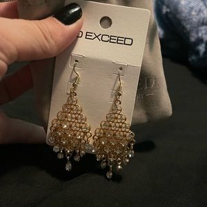 Gold and diamond dangle earrings (fashion jewelry)